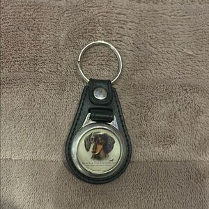 Black Leather Dachshund Keychain